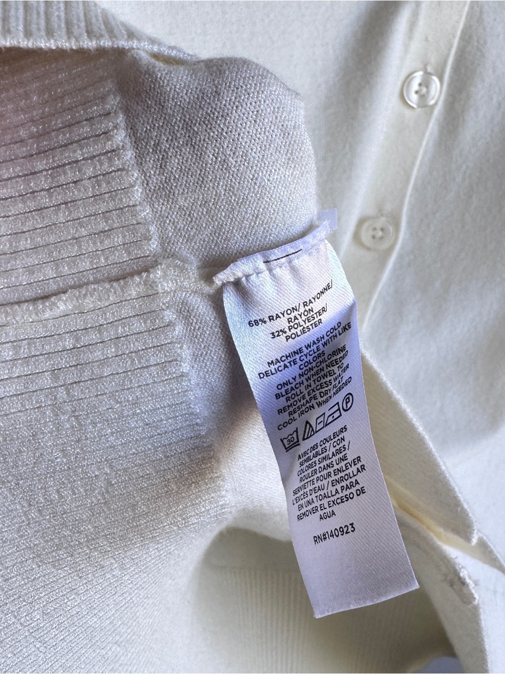 LOFT Cream V-Neck Button Cardigan Sweater - Picture 4 of 5